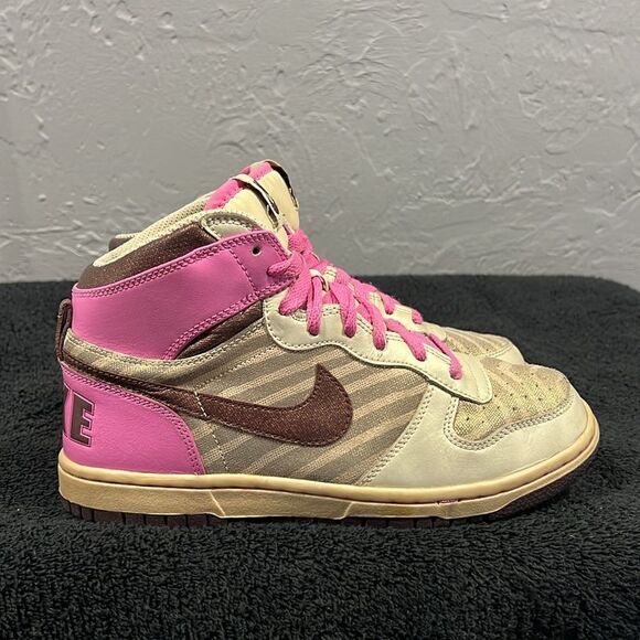 🔥🔥 NIKE Womens Dunk High Pink Gold Animal Print Retro Sneakers Sz 6.5 - GUC - Picture 2 of 13